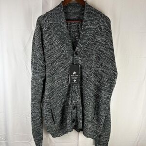 West Louis Sweater Mens L Gray Shawl Collar Button Front Knit Cardigan Oversize